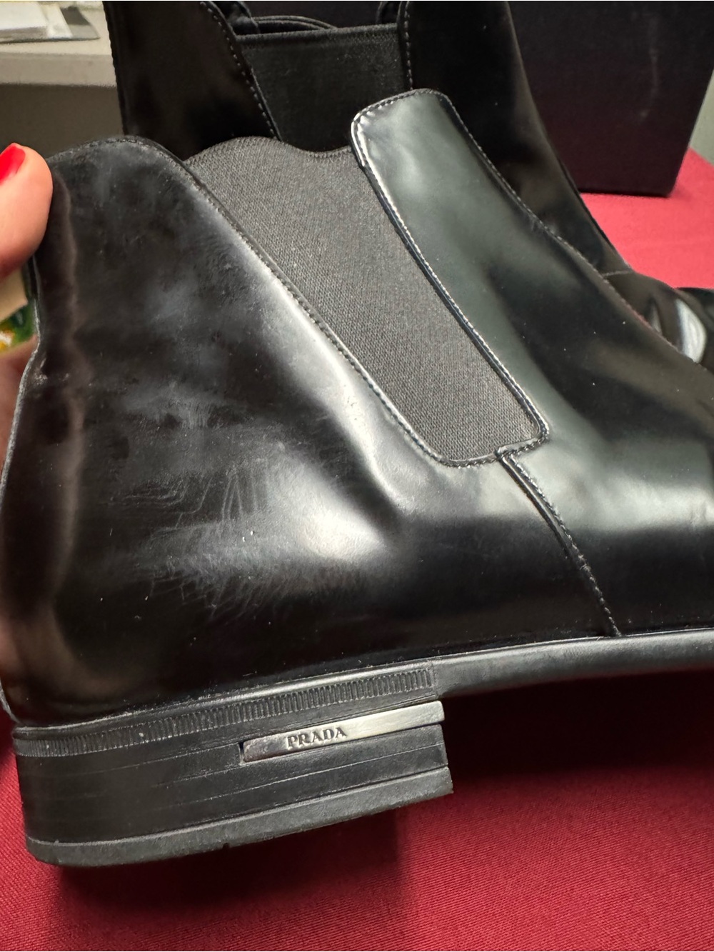 Prada Black Leather Slip-On with Gold Logo - Picture 7 of 16
